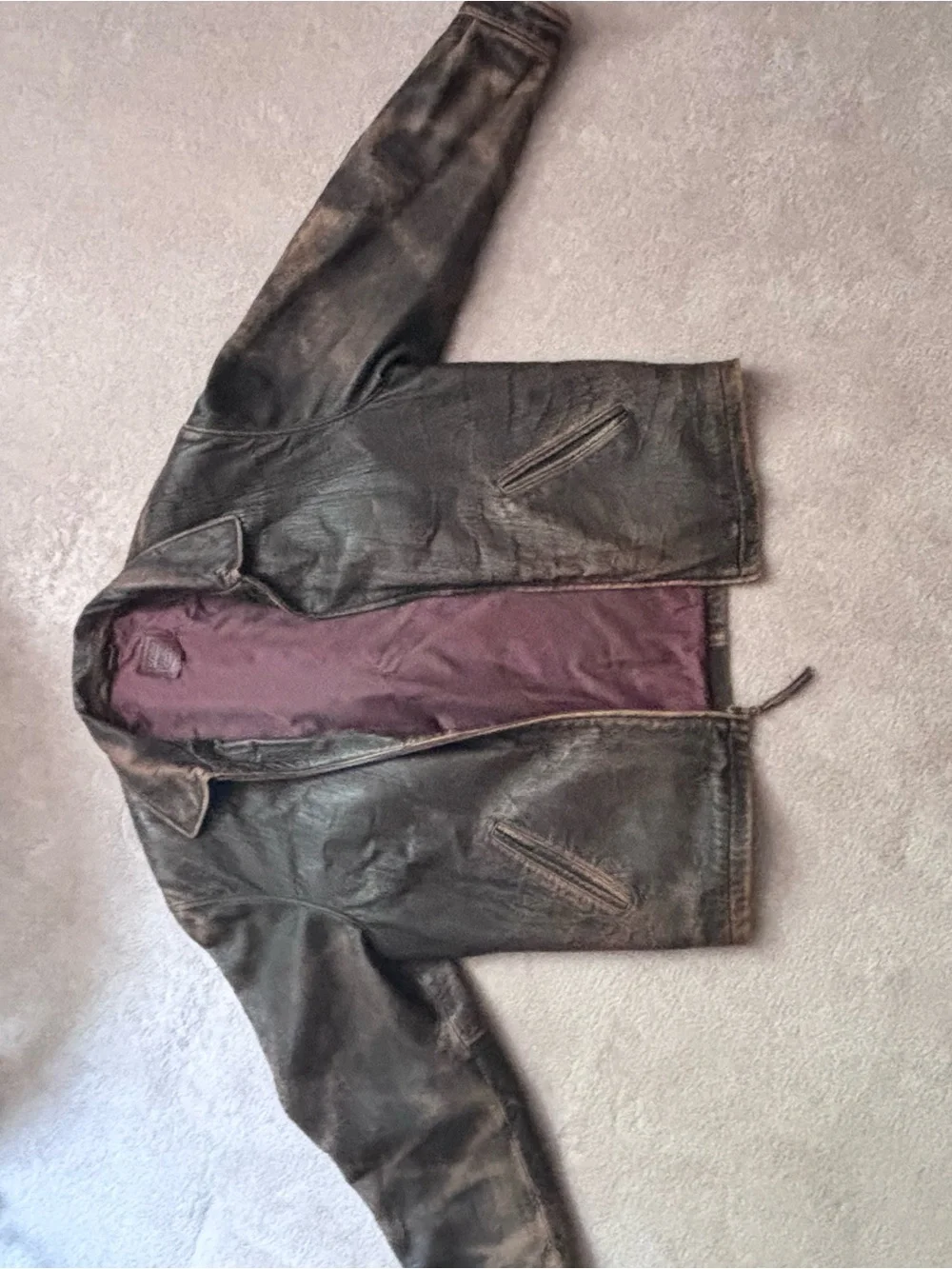 Vintage Black Leather Bomber Jacket